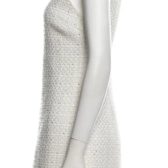 ALICE + OLIVIA COLEY WHITE TWEED BOUCLE RHINESTONE PEARL MINI DRESS $550 SMALL 6 - Picture 11 of 16